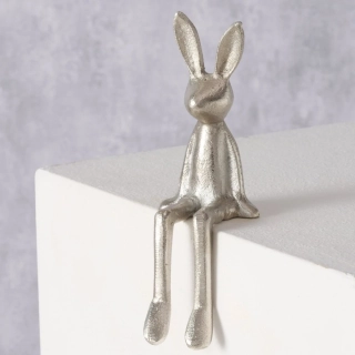 Kovový zajíček s dlouhýma nohama- velikonoční figurka- 19 cm
